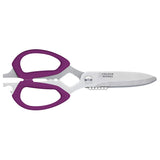 Colourworks 10 in 1 Multifunction Kitchen Scissors with Built-In Edgekeeper Scissor Sharpeners, Bottle Openers, Zester and More, Stainless Steel, Plum, 23 cm