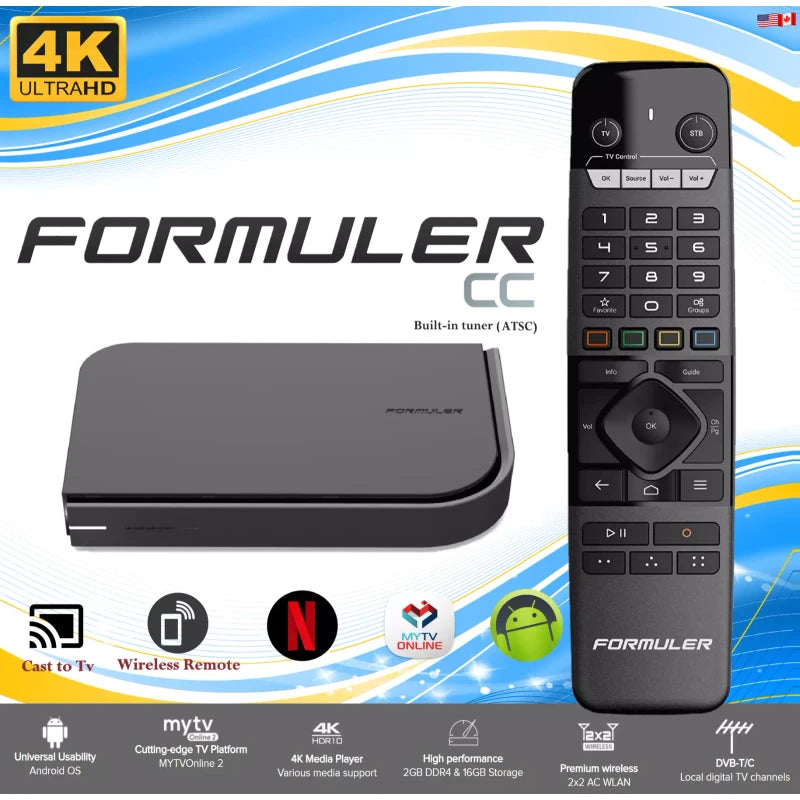 Formuler CC ATSC Tuner 4K -Indoor Antenna-Bonus 7 Color Wireless Mini keyboard
