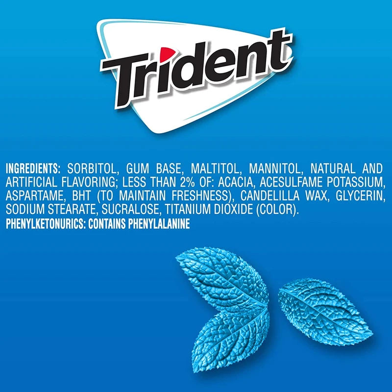 Trident White Peppermint Sugar Free Gum, Value Pack, 180 Pieces