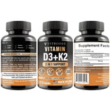 VITBOOST Vitamin D3 K2 Complex - Easy to Swallow - Vitamin D (D3) 5000 IU (125 mcg) & K2(MK-7) 90 mcg | Non-GMO | Gluten-Free | USA Made | 120 Capsules
