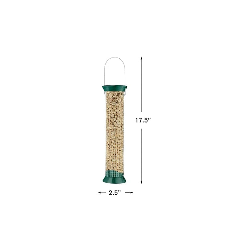 Droll Yankees New Generation Peanut Feeder, Wild Bird Feeder, 13-Inch, 1 lb Nut Capacity,Green