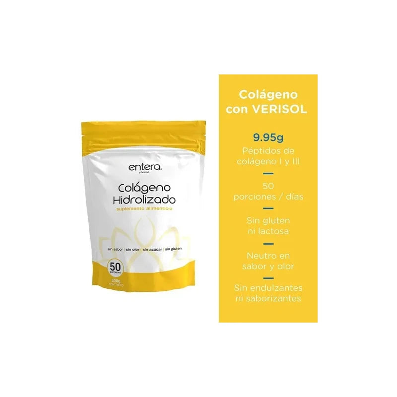 Colágeno Hidrolizado Entera Pharma 500g Colageno En Polvo Sin sabor