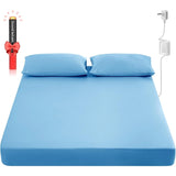 Grounding Fitted Sheets 10% Pure Silver Fiber+90% Cotton, Grounded Sheet Earth Sheets Bedding for Ground Your Body Gain More Energy, (Twin - 39"x 75"x 15" Blue), Grounding Cord Included