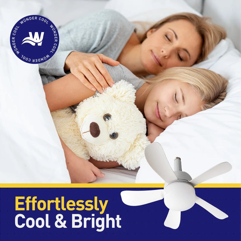 Wunder Cool Socket Fan Light, Small Ceiling Fans with Lights & Remote, E26 Base Screw in Ceiling Fan in Light Socket Fan Light Bulb with 5 Light Modes & 3 Fan Speed Levels