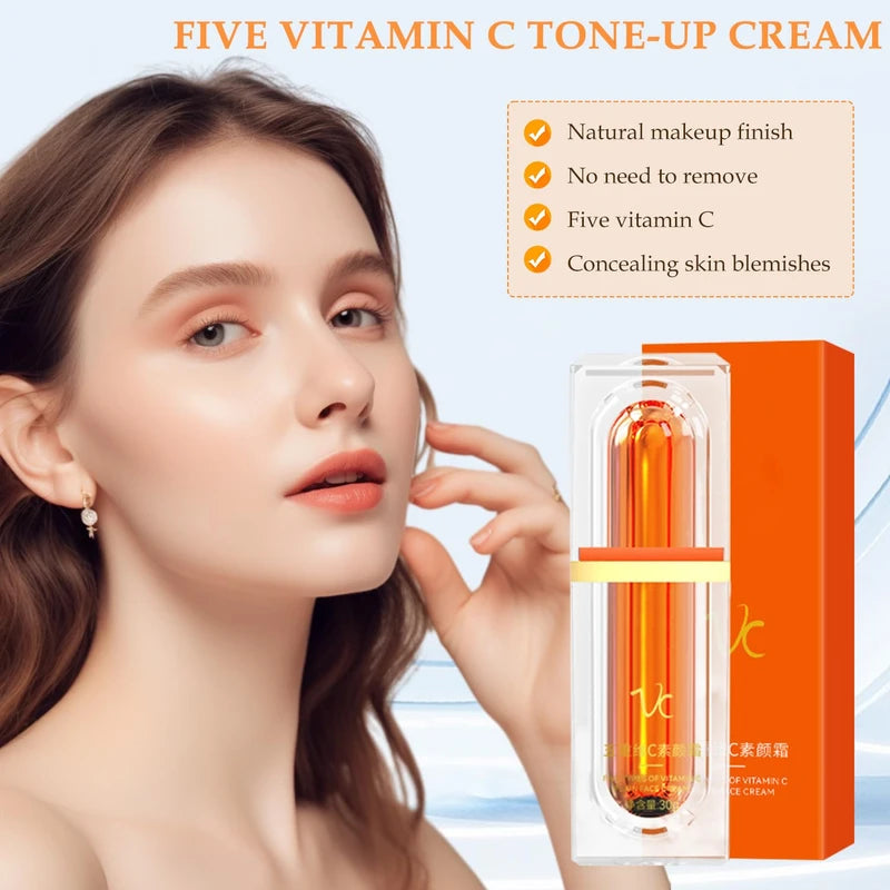BSMAX Five Vitamin C Tone-Up Cream, Five Vitamin C Cream, Five Vitamin C BB Cream, Five Vitamin C Natural Makeup Cream, Vitamin C Tone-Up Lazy Concealer Face Cream (1pcs)