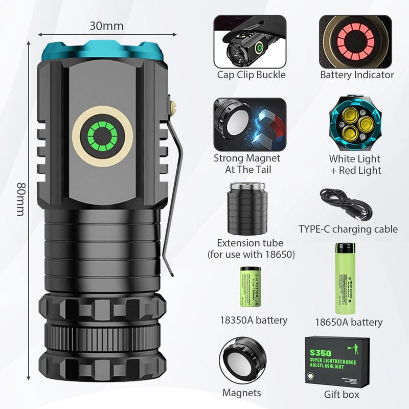 MADGININE Blitron High Powered Torches Blitron Torch Blitron Flash Light Torch Camping Pocket Torches LED Super Bright Rechargeable Long-Lasting & Waterproof Flashlight for Camping Travel Hiking Kids