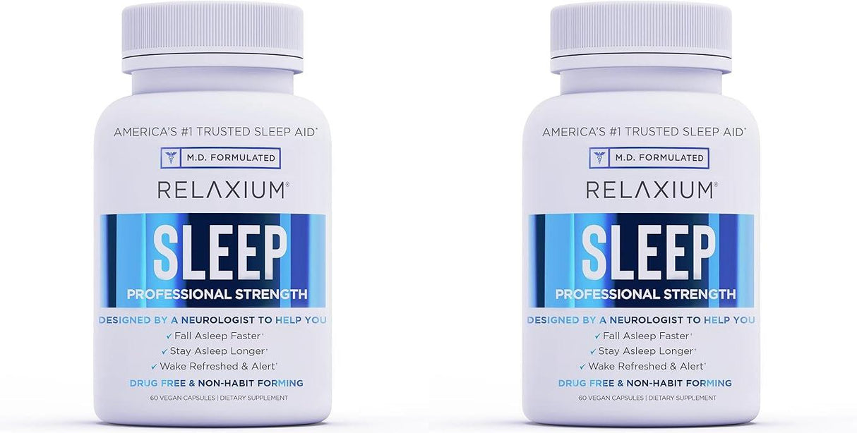 2 Pack Relaxium Sleep Aid for Adults, Melatonin 5mg with Magnesium Glycinate, Sleep-Promoting Valerest & Ashwagandha, Non-Habit Forming Sleep Supplement, 120 Capsules, 60-Day Supply