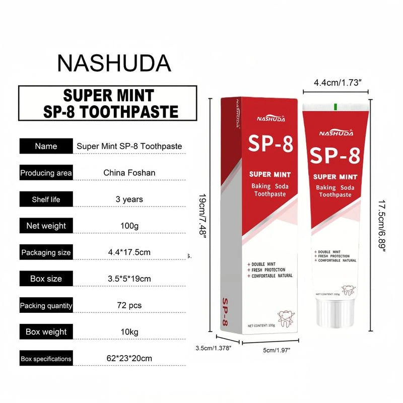 NASHUDA SP-8[Triple Whitening]Probiotic Whitening Toothpaste, Free of Fluoride,Hydrpxyapatite, Anti plaque, Oral Health Management - Specification: 1 PCS