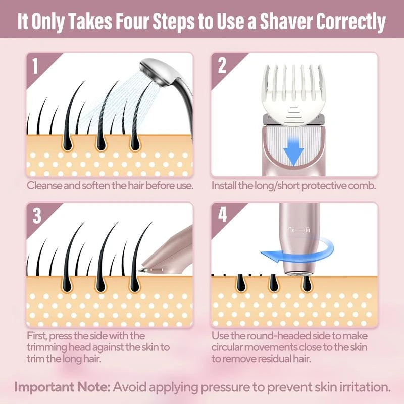 Akunbem Bikini Trimmer for Women, Electric Shaver and Razor Rechargeable 2-in-1 Body and Facial Epilator