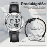 Hearkent Talking Clock Visually Impaired Radio-Controlled Clock German Voice LCD Large Number Easy to Read Senior Watch for Seniors Blind Clock, black, Strap.