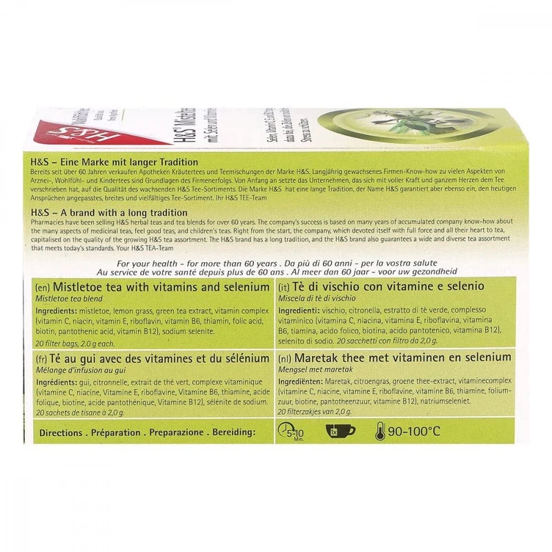 H&S Mistletoe Tea with Selenium and Vitamin Filter Bag, 20 x 2 g