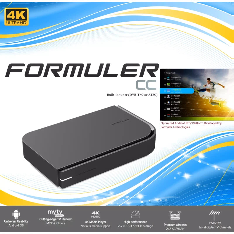 Formuler CC ATSC Tuner 4K -Indoor Antenna-Bonus 7 Color Wireless Mini keyboard