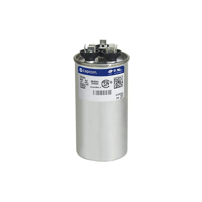 GE/Genteq 97F9895 Z97F995 97F9895BZ3 27L880 45 + 5 uf MFD 370 Volt VAC CAPCOM Replacement Round Dual Run Capacitor
