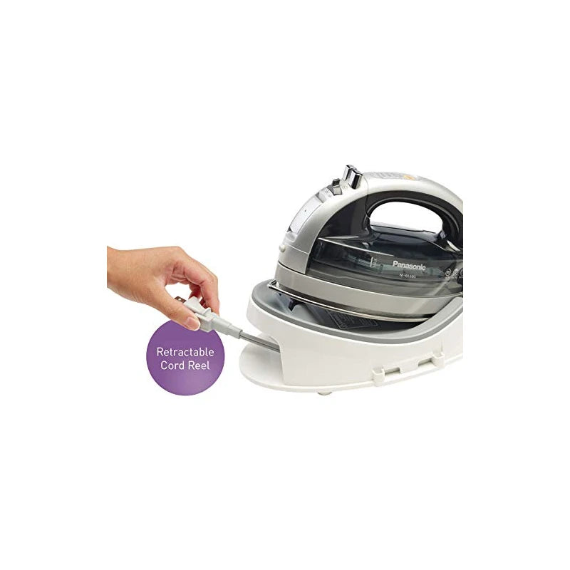 Panasonic Panasonic NI-WL600 Cordless Steam/Dry Iron, 1500W Wide Stainless Steel Plate, Silver/Black