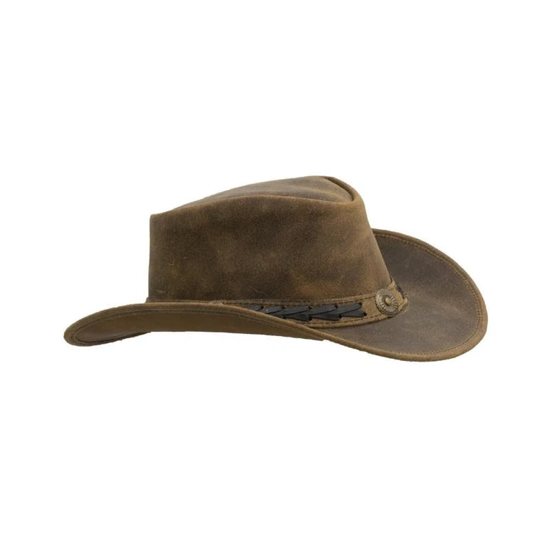 WALKER AND HAWKES - Outdoor Cowhide Leather Hat - Vintage Look, light brown
