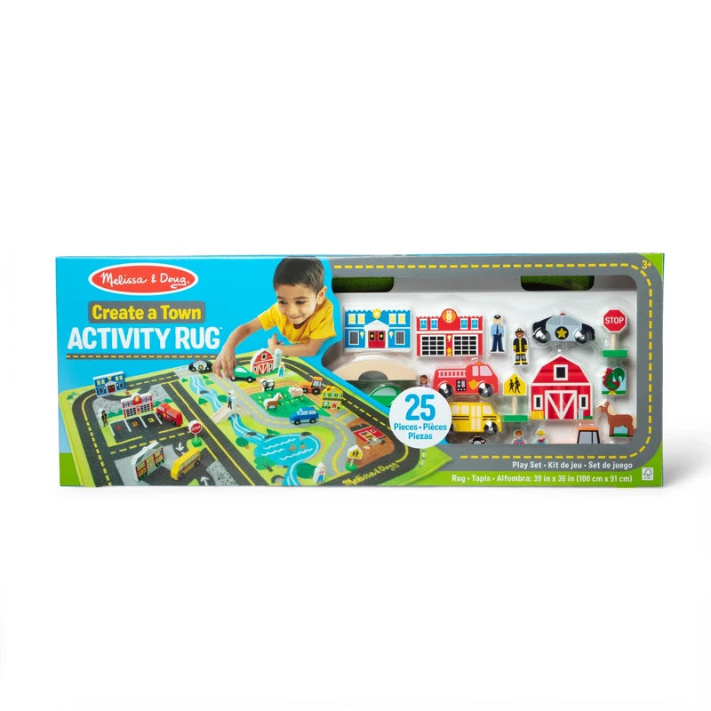 Melissa & Doug KIDS PLAY MAT Create a Town Activity Rug Play Set, with 25 Wooden Play Pieces