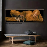 Unbranded Bigfoot with Raccoon - Unframed Canvas Print - 48" x16" - Sasquatch at his Best
