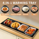 Electric Warming Tray（Extra Long 40”x12”），Food Warmer with Thermostat and Full Surface Heating，Food Warming Mat with 2 Temperature Modes for Parties Buffet，Gatherings，Gold Edge Warming Mat for Food