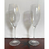 Dom Perignon Signed DOM PERIGNON Crystal Etched SHIELD LOGO 9 1/8" CHAMPAGNE FLUTES Set Of 2