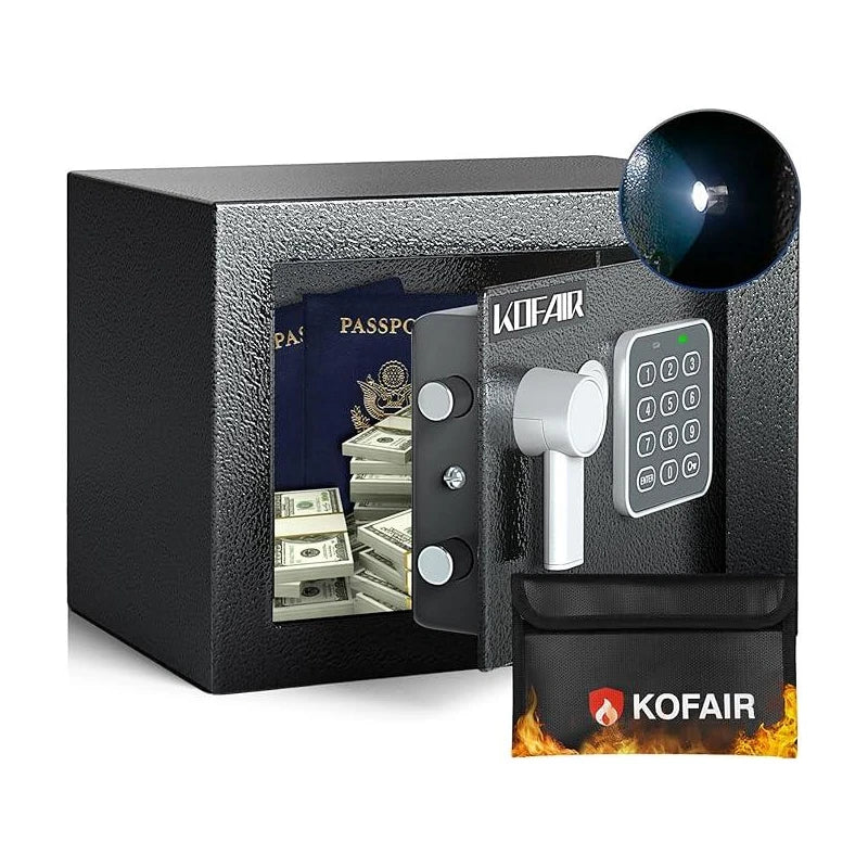 KOFAIR safe box for Home Safe with Fireproof Bag, money saving safe, safe storage cabinet，smell proof container wall & floor safes smart - Size: 0.23 Cubic Feet (Black)
