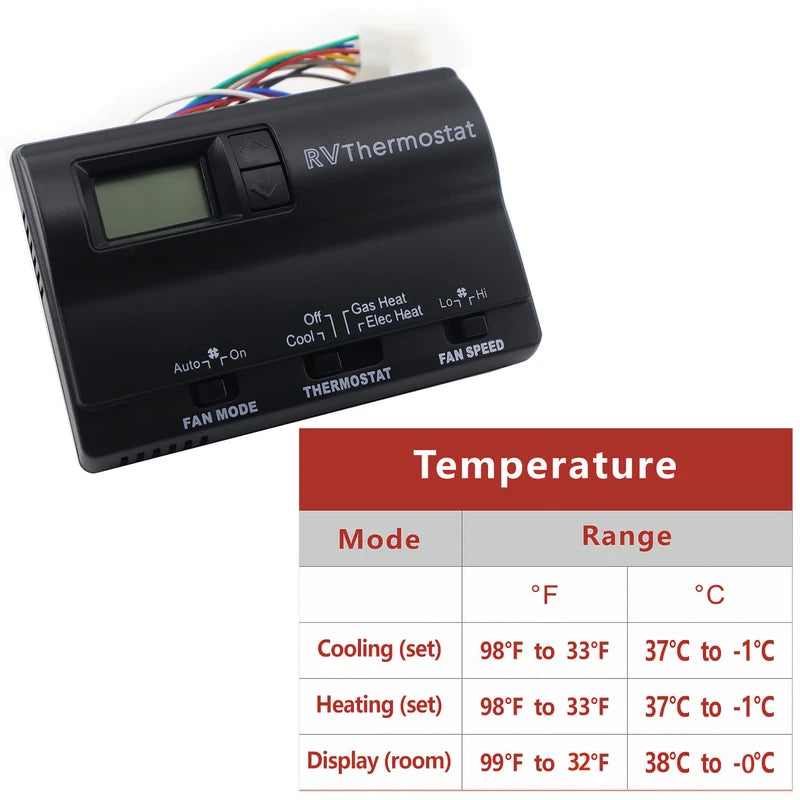 6536A3351 Digital Thermostat Compatible with Coleman-Mach， Two-Stage Digital Thermostat for Heat Pump & Gas Furnace，Wall-Mounted Black