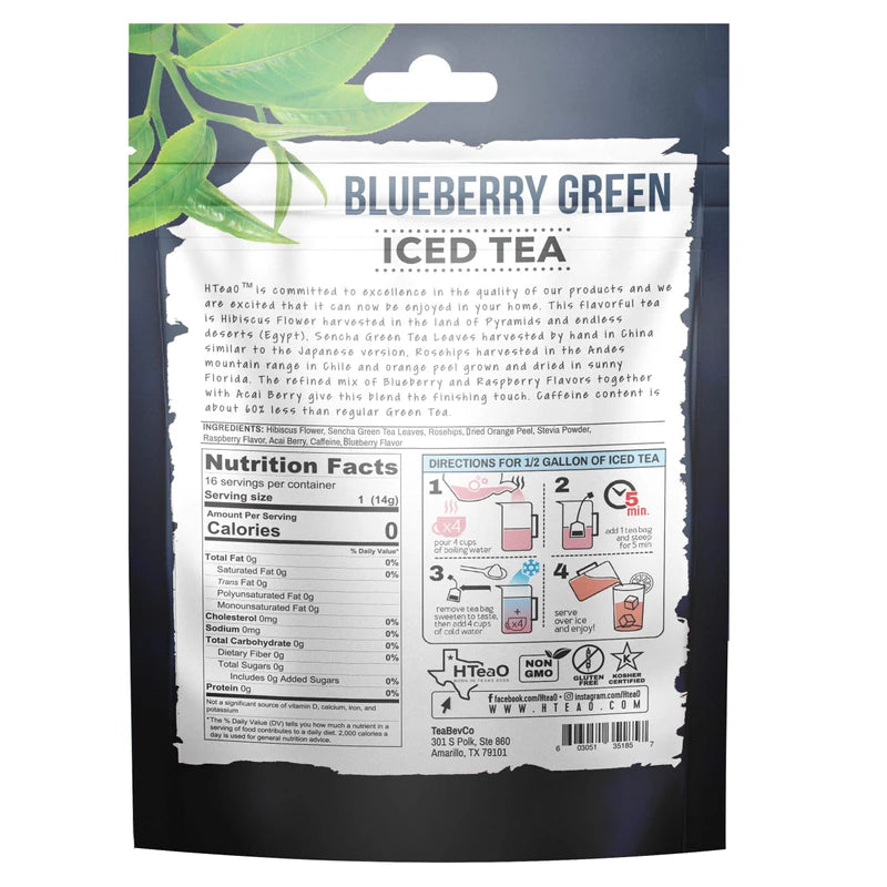 HTeaO Iced Tea (Blueberry Green, 16 CT)