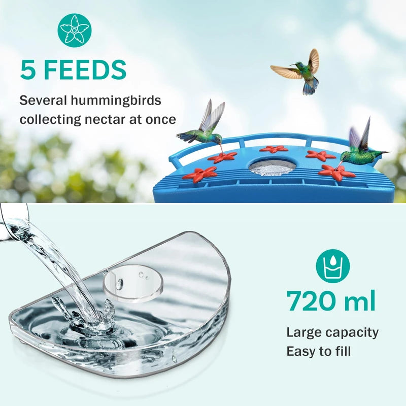 BirdDock Hummingbird Feeder Accessories, Plastic Hummingbird Feeder for Outdoors, Bird Feeder with 6 Feeding Ports, Ideal Gift for Hummingbird Lovers