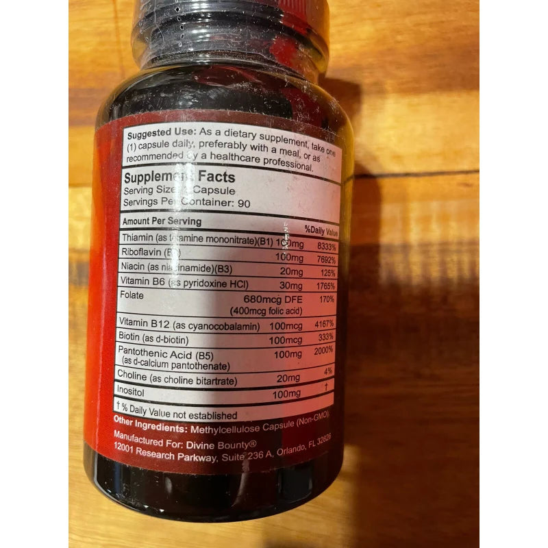 Divine Bounty Vitamin B Complex 90 Vegetarian Capsules X 3 Bottles