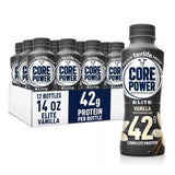 Premier Core Power Elite High Protein Shake, Vanilla, 42g Bottle, 14oz, 12 Pack