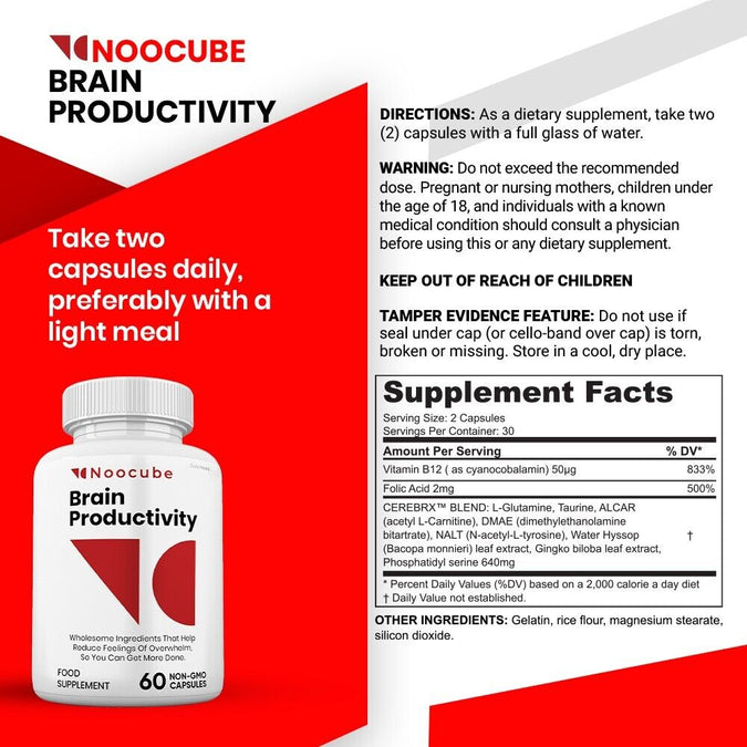 (5 pack) Noocubes Brain Productivity Pills, Cognitive & Memory, Premium Formula