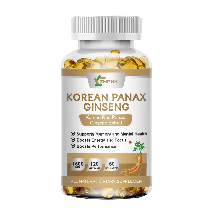 ZHPHK - Korean Red Panax Ginseng 1600mg 120 Capsules - No Fillers Extra Strength NON-GMO