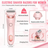FHNUVB Dusk Razor for Women, Dusk Glide Pro 3.0 Shaver Waterproof Electric Shaver for Women, Silk Glide Pro Shaver 2 in 1 Wet & Dry for Leg Underarm Pubic Area Painless Hair Removal Removable Head