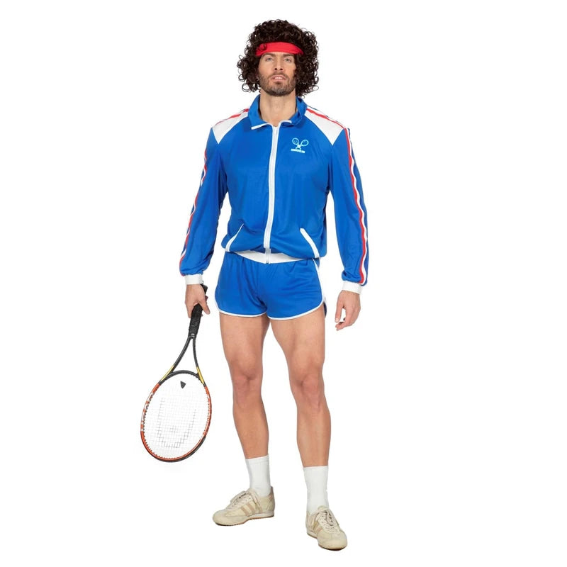 80s Tennis Star Retro Tracksuit Tennis Player 80s Wimbledon McEnroe Trash Men's Costume, 48