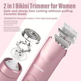 Akunbem Women Electric Shaver, Dual Head Bikini Trimmer, IPX7 Waterproof Wet & Dry Use