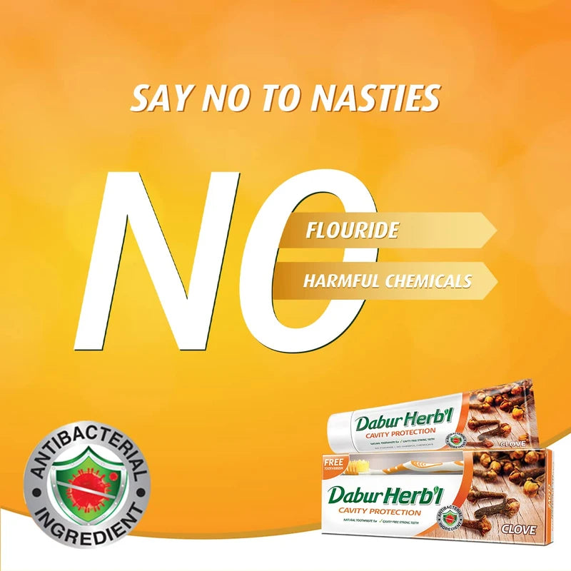 Dabur Herbal Toothpaste, 150gm+Free Toothbrush