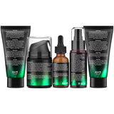 GOWLAVER All In One Men's Skin Care Set Facial Cleanser Toner Scrub Serum Moisturizer