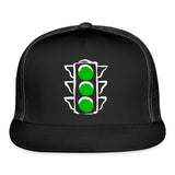 Spreadshirt Greenlights White Frame/Green Traffic Trucker Hat, One Size, Black/Black