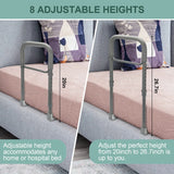 Bed Rails for Elderly Adults Assist Safety for Seniors Hand Bar Grab with Storage Pocket Patent Stabilizer with Fixing Strap, Support Up to 300lbs Grey