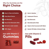 Iron Gummies with Vitamin C - 28mg - 120 Ferrous Fumarate Gummies (2 Months Supply) - Tasty Alternative to Iron Tablets - Immunity & Energy Supplements - Vegan Iron Supplements for Women & Men