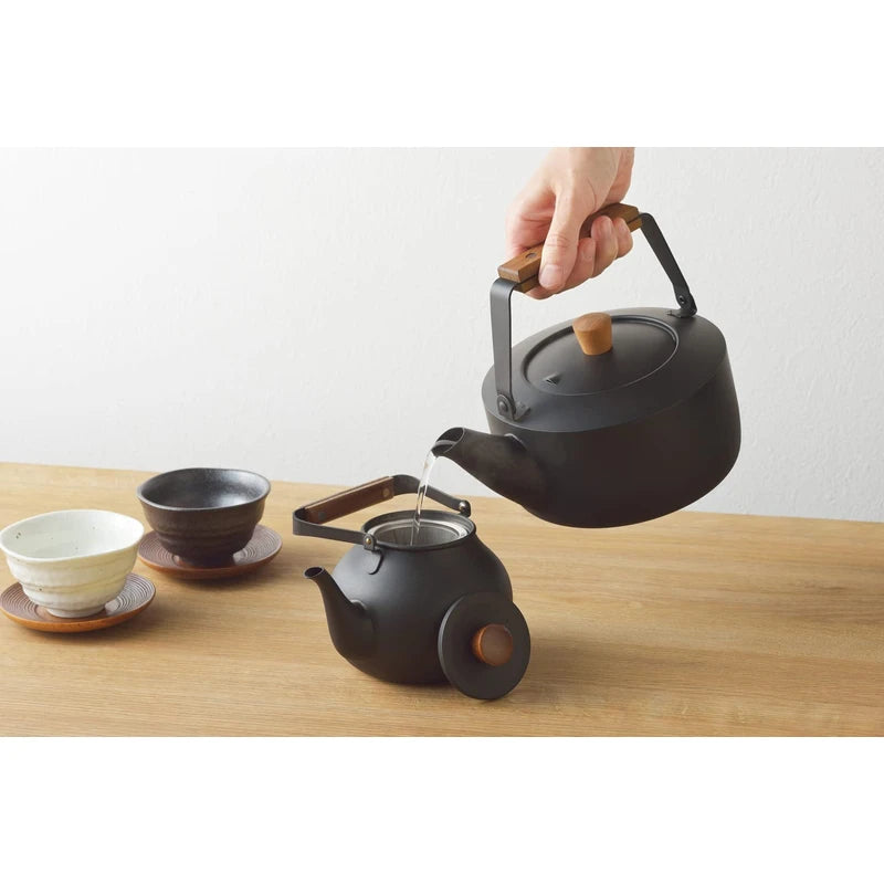 Miyazaki Seisakusho CHA-11 Tea Kettle, Small, 0.4 gal (1.5 L), Induction Compatible, Black Kettle