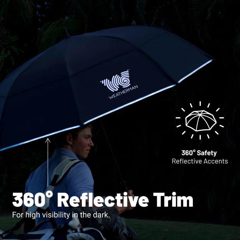 Weatherman Umbrella - Folds of Honor Golf Lite Umbrella Extra Large Big Oversize Windproof for Golf Bag Push Cart w/ UV Protection - Waterproof Heavy Duty Umbrellas for Rain Sun for Men Women - Resists Up to 55 MPH Winds - Patriotic Umbrella (Liberty, 66