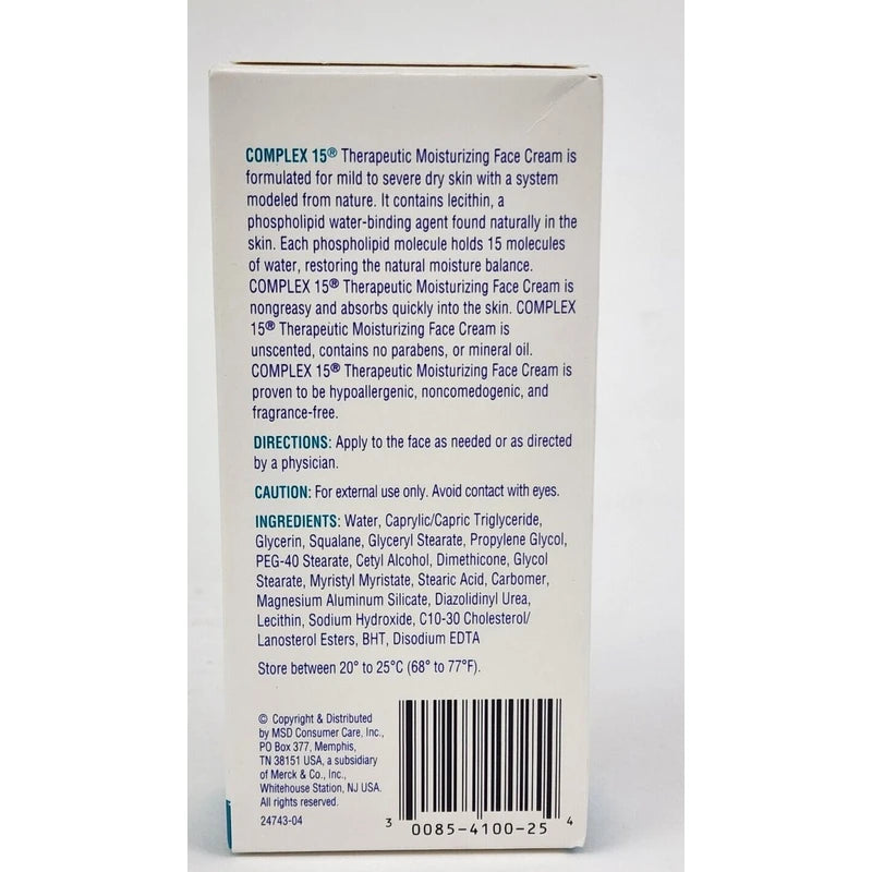 Complex 15 Therapeutic Moisturizing Face Cream 2.5 oz Sealed Box HTF