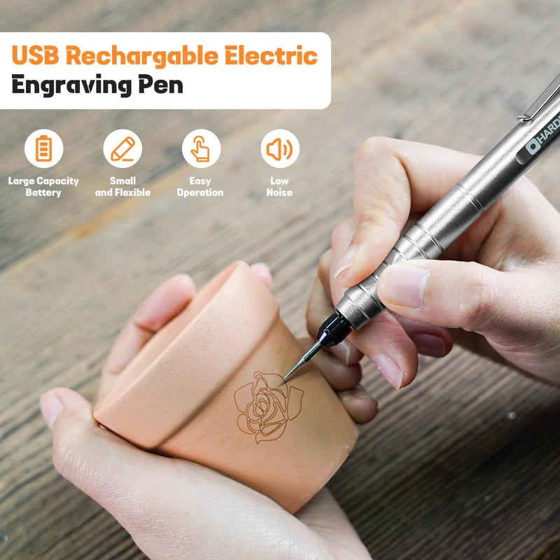 HARDELL Electric Engraving Pen, HARDELL Engraver Tool 37000RPM, USB Cordless Engraving Machine for Artists&DIYers, Portable DIY Rotary Engraver for Jewelry Wood Glass Stone Carving