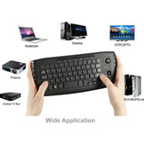 Fonicer [Updated] Multimedia 2.4Ghz Wireless Mini Keyboard with Trackball Mouse Scroll Wheel for PC/Mac/Android Tv Box, Remote Controller,X Structure，QWERTY UK Layout