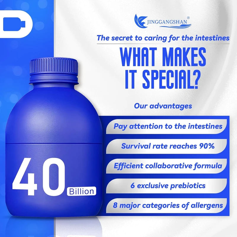 (30bottles) Zooone Probiotics 40 Billion CFU, Little Blue Bottle Probiotics for Women Men Digestive Health