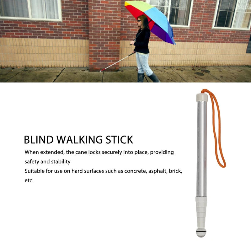 Telescopic Blind Walking Stick Anti Slip Shockproof Blind Reflective Guide Cane with Storage Bag for Visually Impaired People