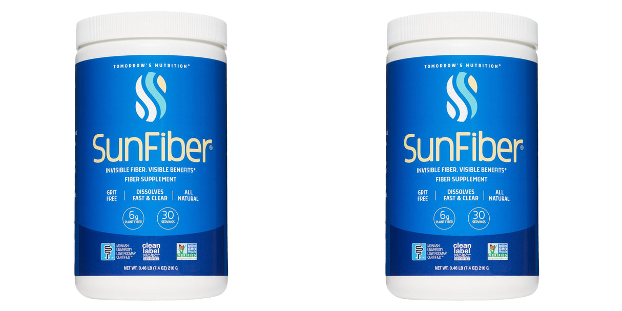 2 Pack Tomorrow's Nutrition, Sunfiber, Prebiotic Fiber Supplement for Digestive Health, Low FODMAP, Gluten-Free, Unflavored, 30 Servings