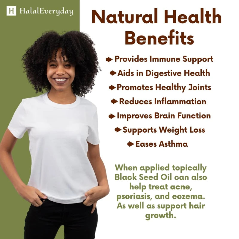 HalalEveryDay Organic Black Seed Oil - USDA Certified Cold Pressed Glass Bottle Over 1.5% Thymoquinone 3X strength Turkish Black Cumin Nigella Sativa non-GMO 100% Pure Blackseed Oil (8oz Glass Bottle)