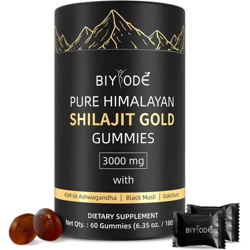 Shilajit Gummies: Pure Shilajit Himalayan Rich in Ashwagandha Gaulshura Fulvic Acid 85 Micronutrients Suitable for Men and Women No Added Sugar Non-GMO 100% Natural Organic 60 Gummies