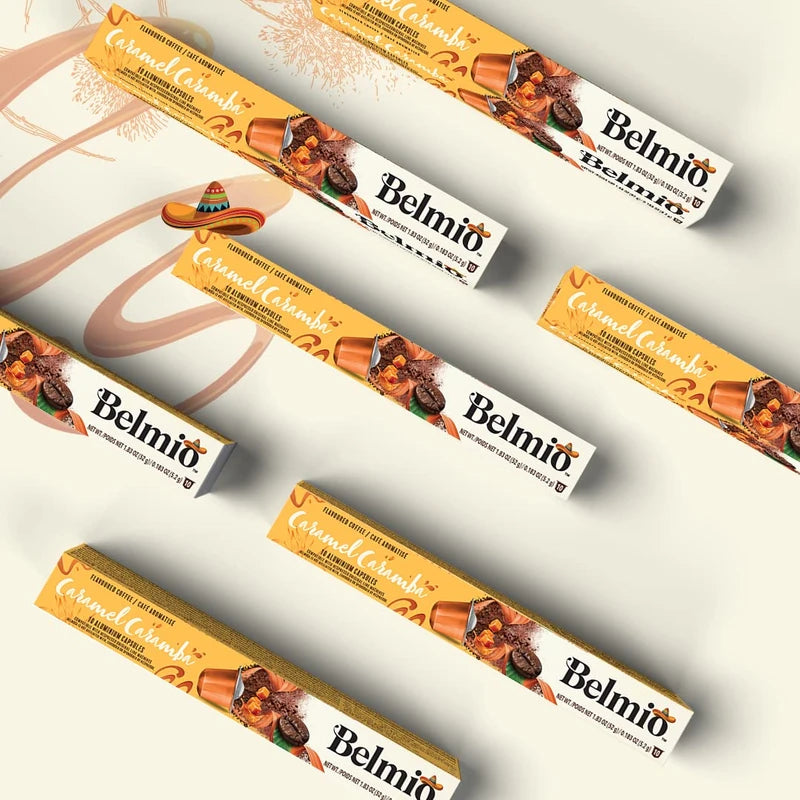 Belmio Caramel Caramba Flavour Aluminium Coffee Capsules, Pack of 8 (Total 80 Capsules)